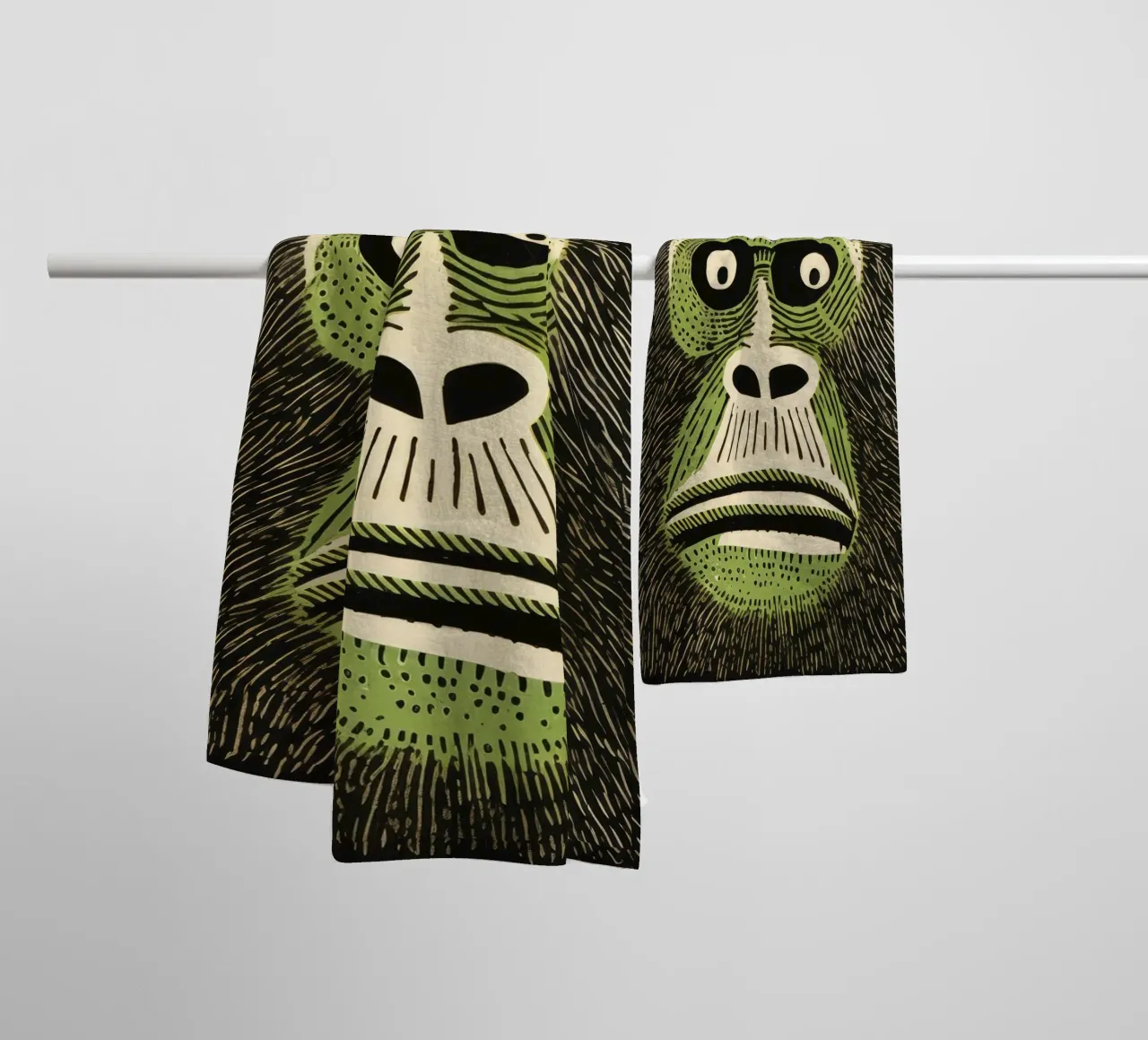 Green Orangutan 4 towel by Minimal Animal Art