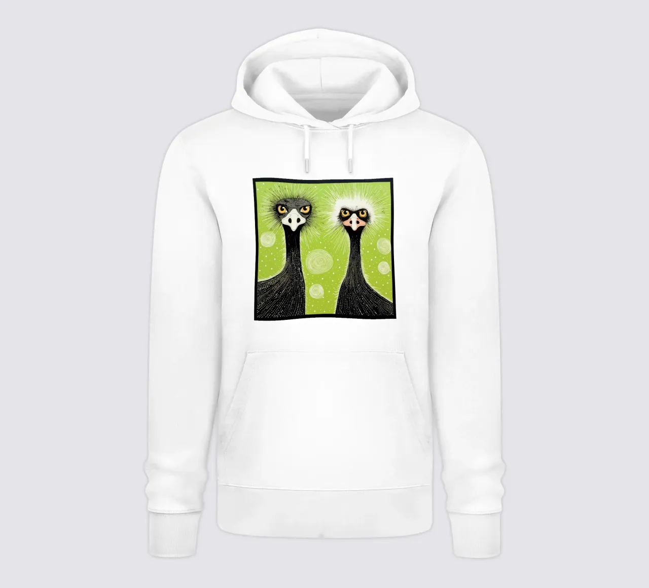 Struzzo verde 1 felpa con cappuccio da Minimal Animal Art