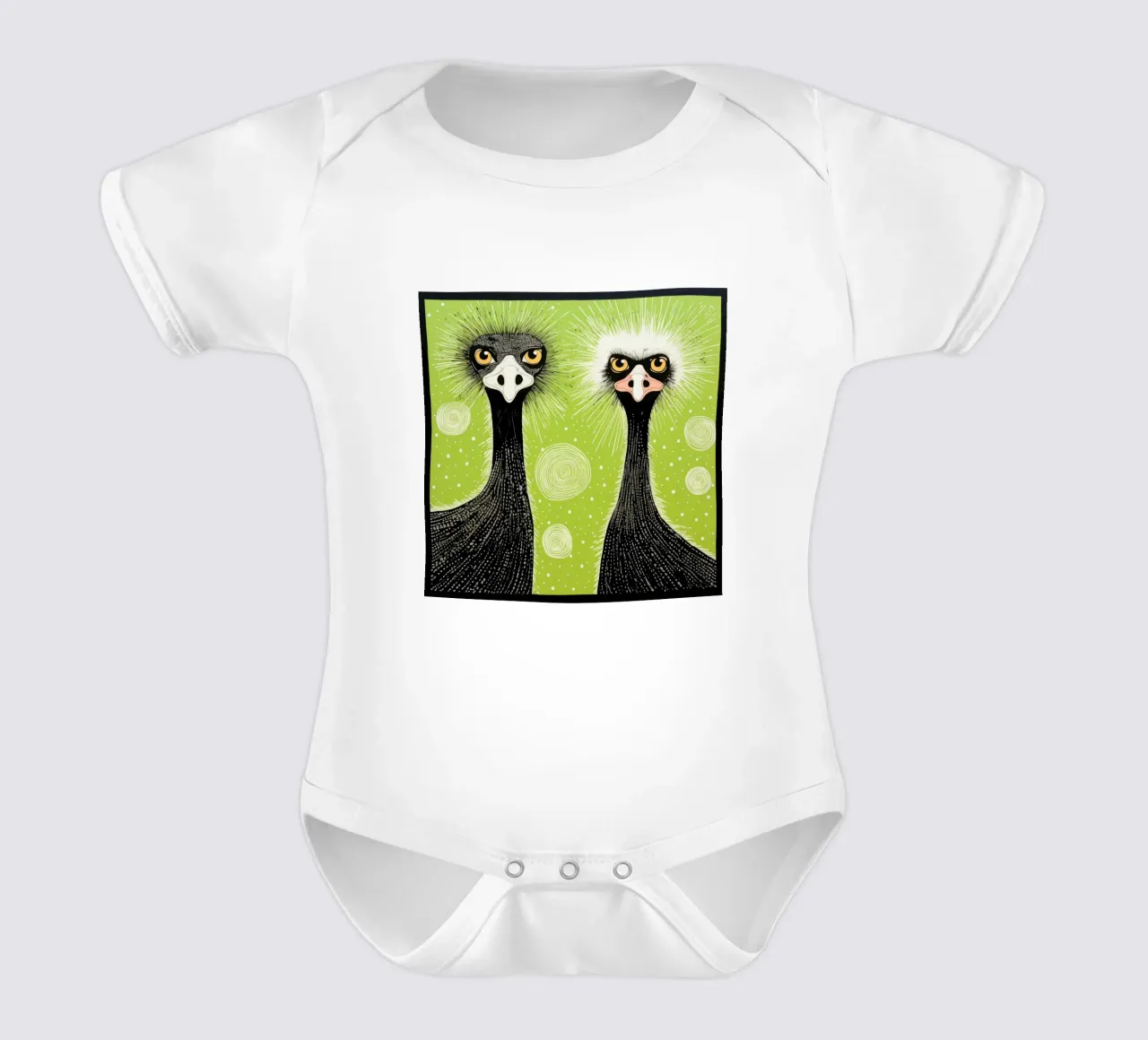 Struzzo verde 1 body neonato maniche corte da Minimal Animal Art