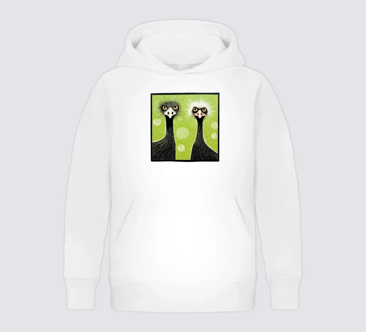 Struzzo verde 1 felpa bambino con cappuccio da Minimal Animal Art