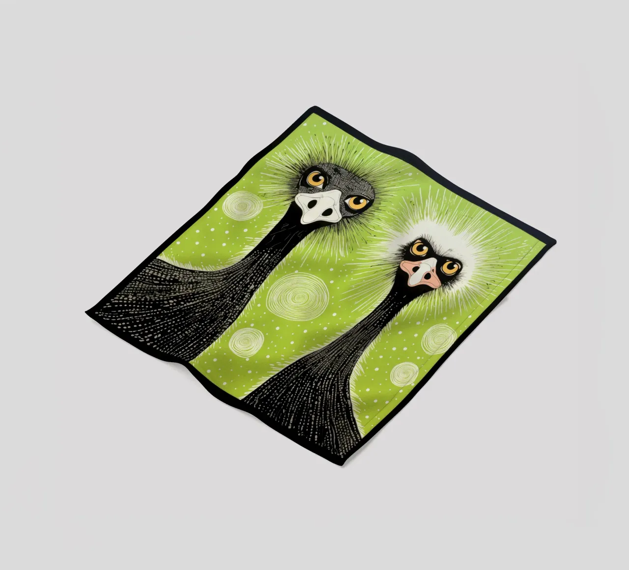 Struzzo verde 1 coperta in pile da Minimal Animal Art