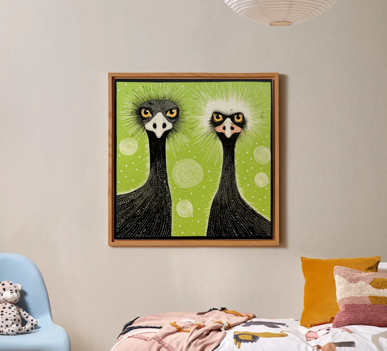 Struzzo verde 1 alluminio dibond da Minimal Animal Art