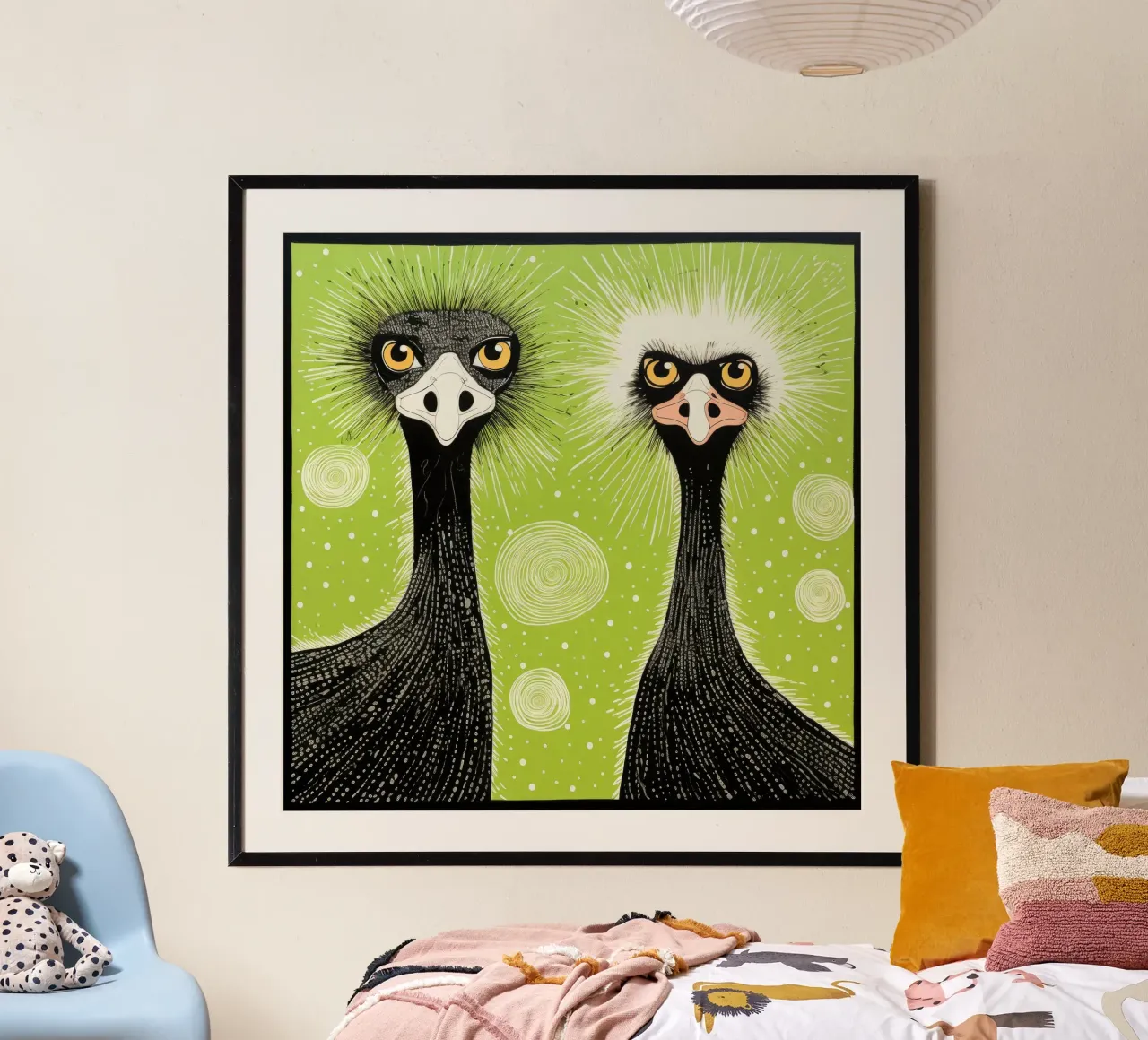 Struzzo verde 1 carta hahnemühle da Minimal Animal Art