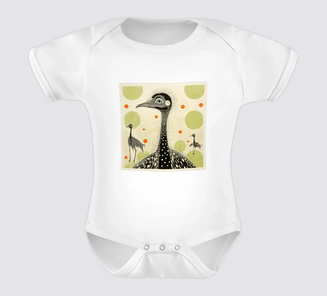Struzzo verde 2 body neonato maniche corte da Minimal Animal Art