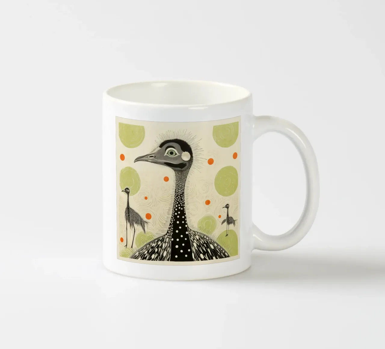 Struzzo verde 2 tazza in ceramica da Minimal Animal Art