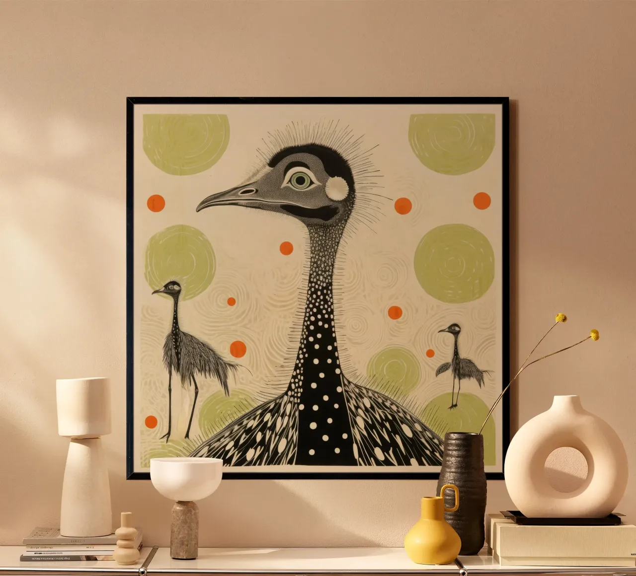 Struzzo verde 2 carta hahnemühle da Minimal Animal Art