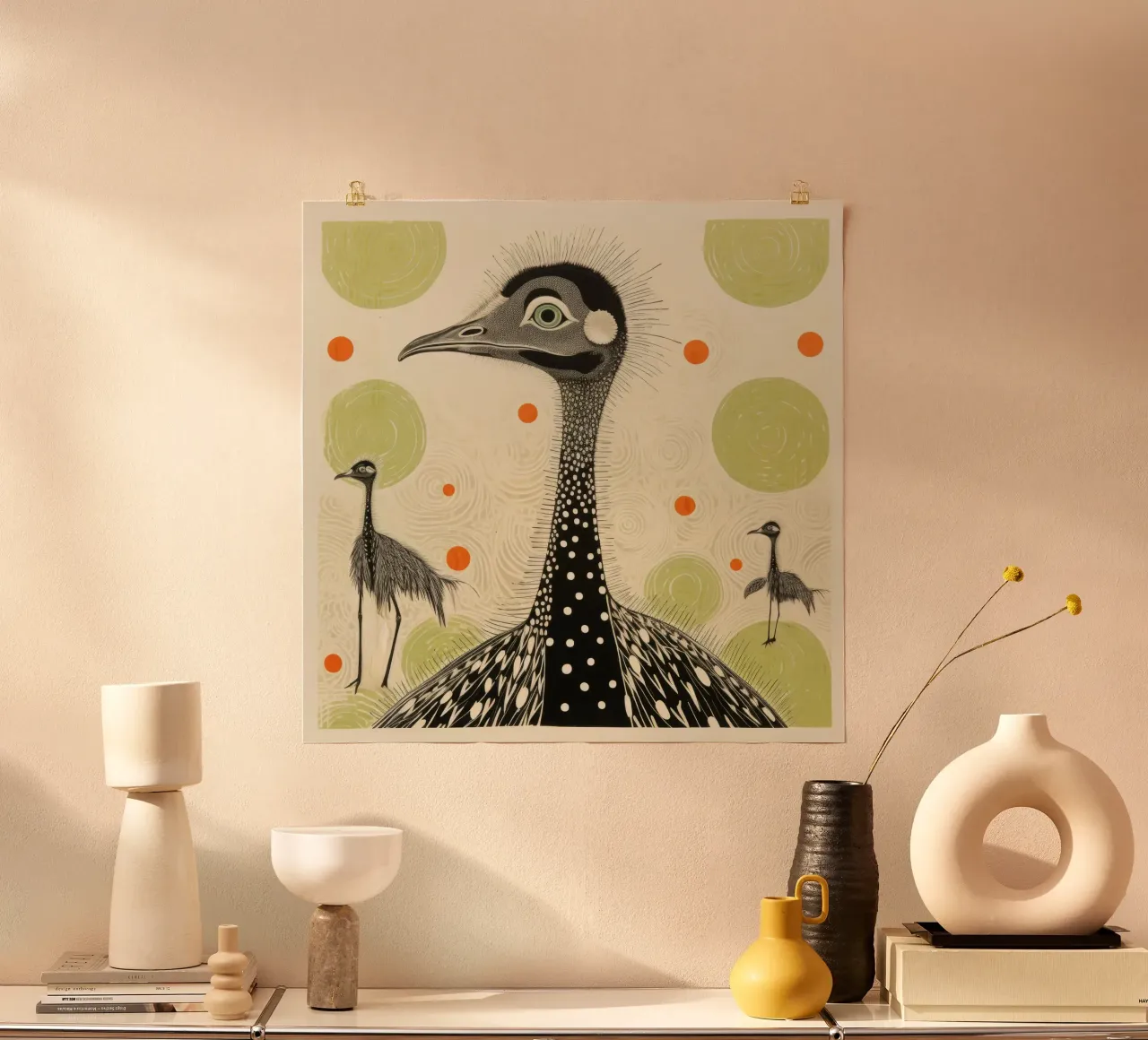 Struzzi verdi poster da Minimal Animal Art