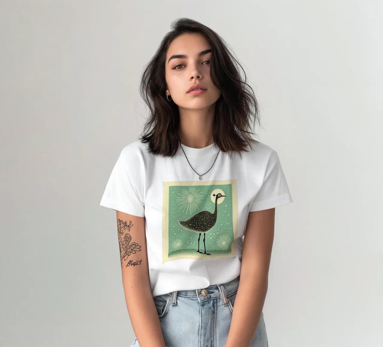 Struzzo verde 3 t-shirt da Minimal Animal Art
