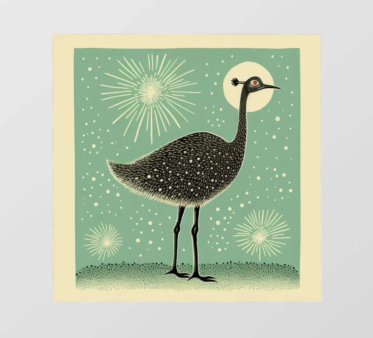 Struzzo verde 3 telo in pvc da Minimal Animal Art