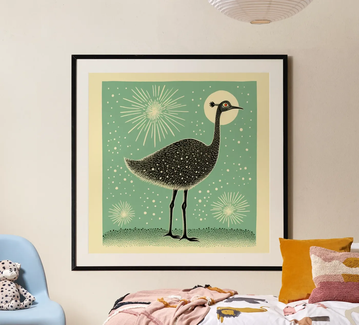 Green Ostrich poster by Minimal Animal Art