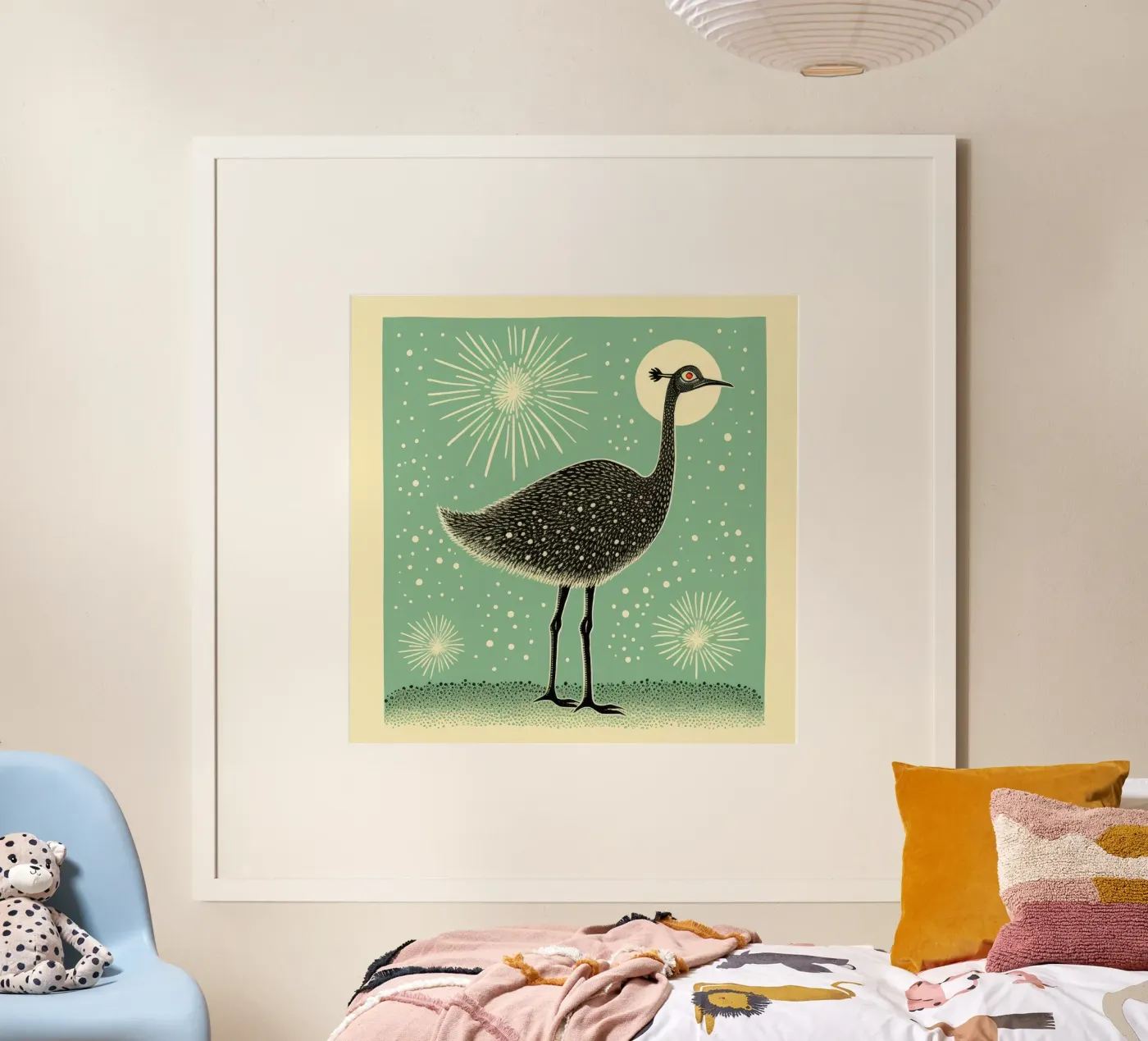 Green Ostrich poster by Minimal Animal Art