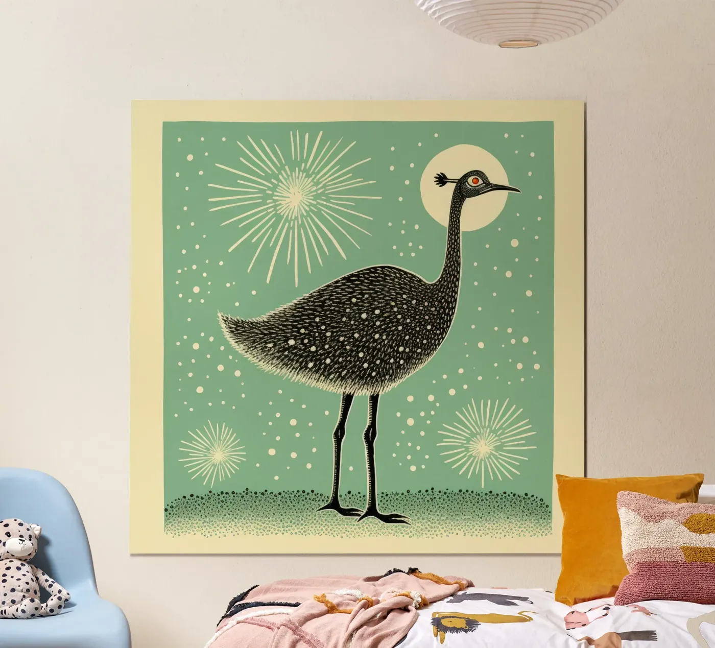 Green Ostrich poster by Minimal Animal Art