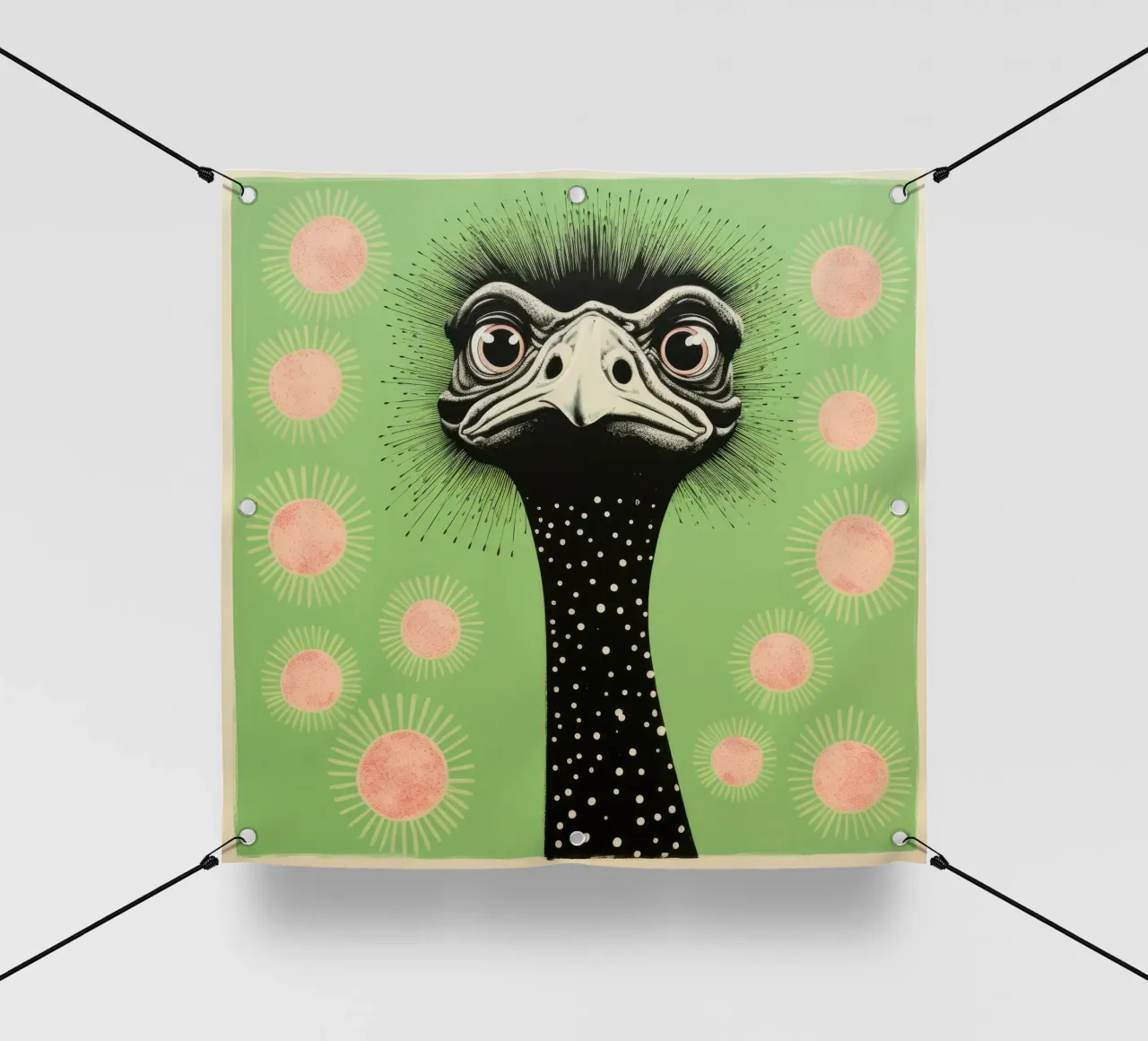 Struzzo verde 4 telo in pvc da Minimal Animal Art