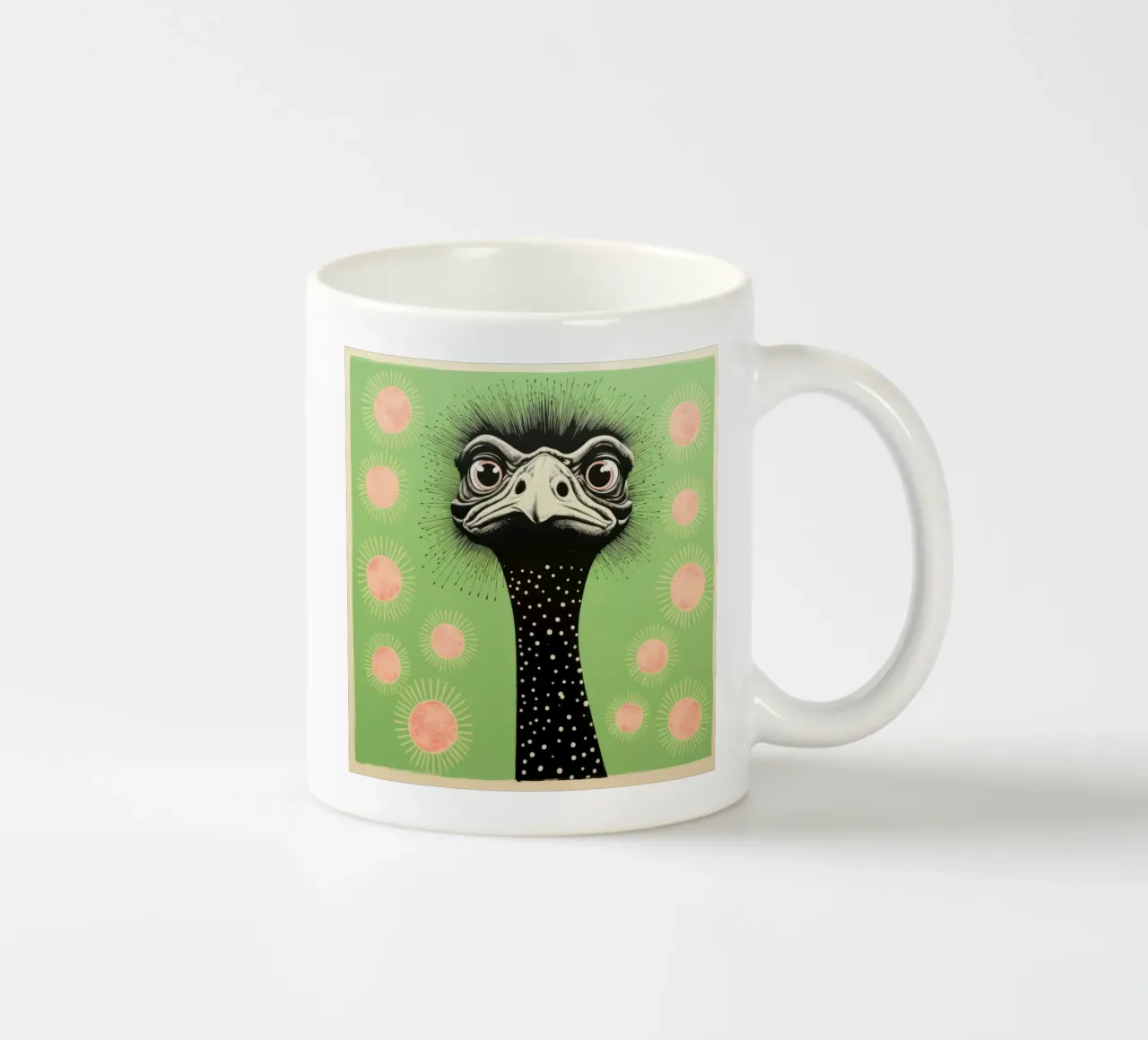 Struzzo verde 4 tazza in ceramica da Minimal Animal Art