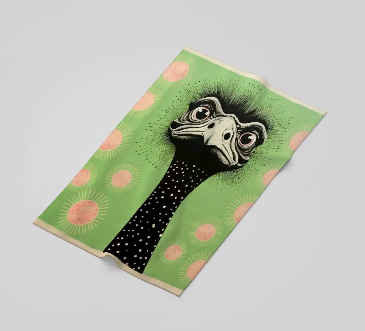 Struzzo verde 4 telo mare da Minimal Animal Art