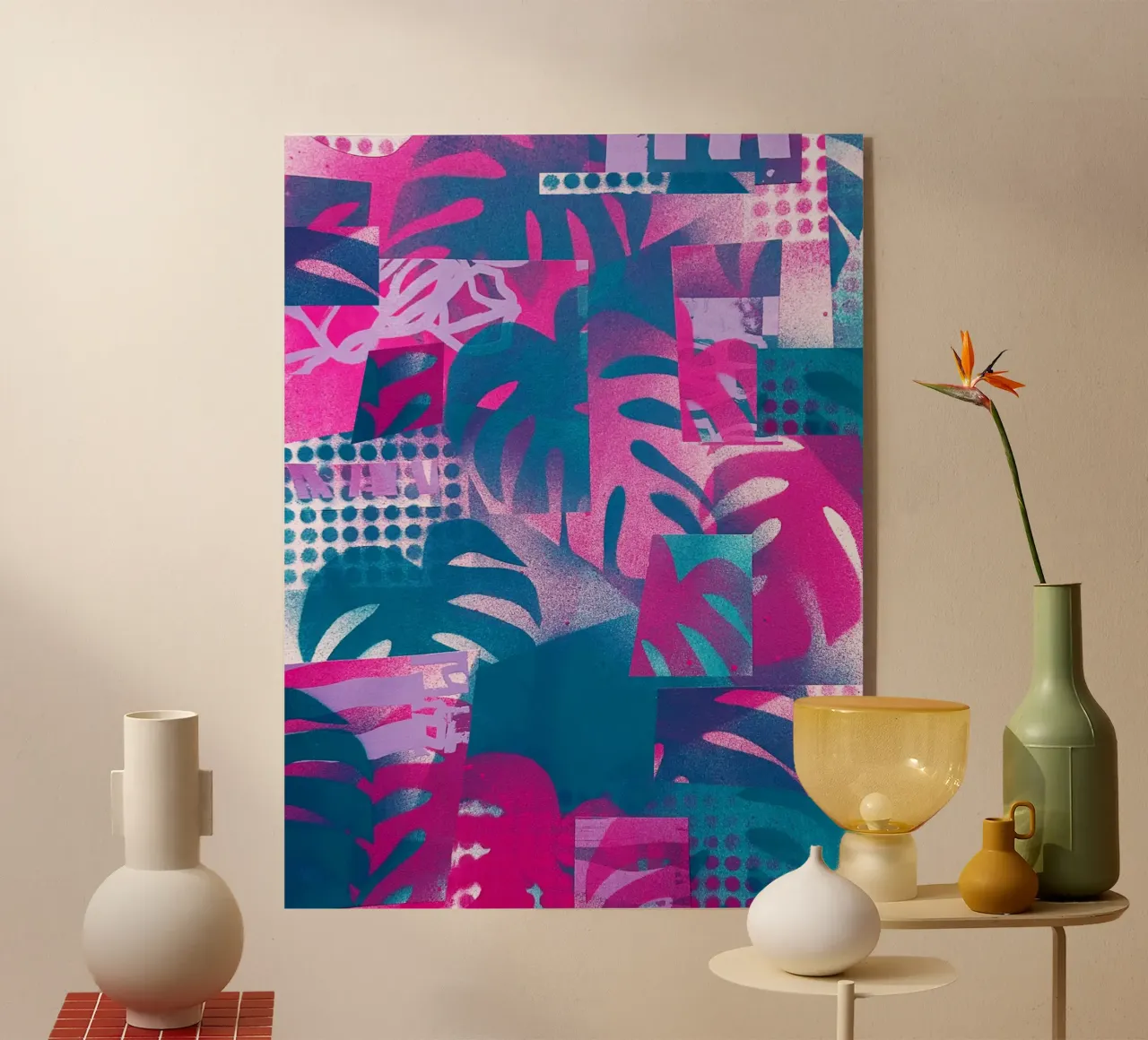 Miami Vibes Monstera plexiglass da Kim Hubball Studio