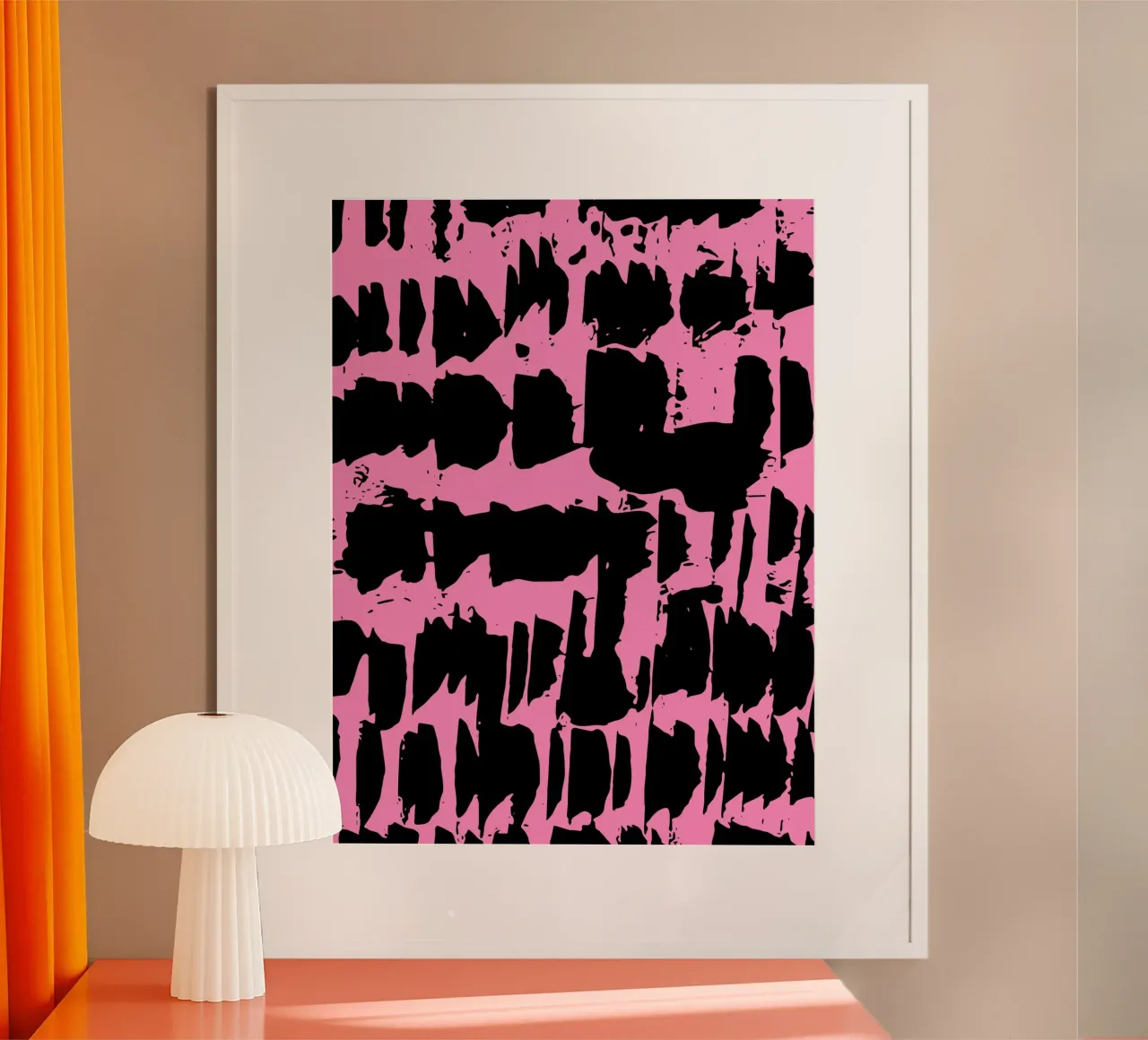 Rosa punk astratto poster con telaio in alluminio da Kim Hubball Studio