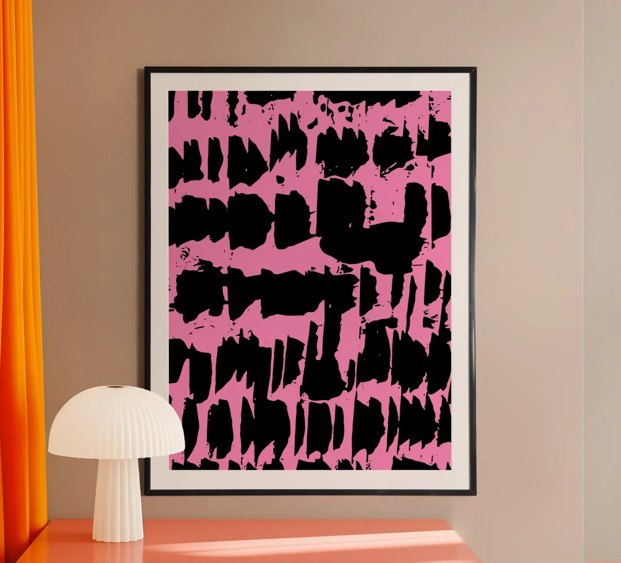 Rosa punk astratto poster con telaio in alluminio da Kim Hubball Studio