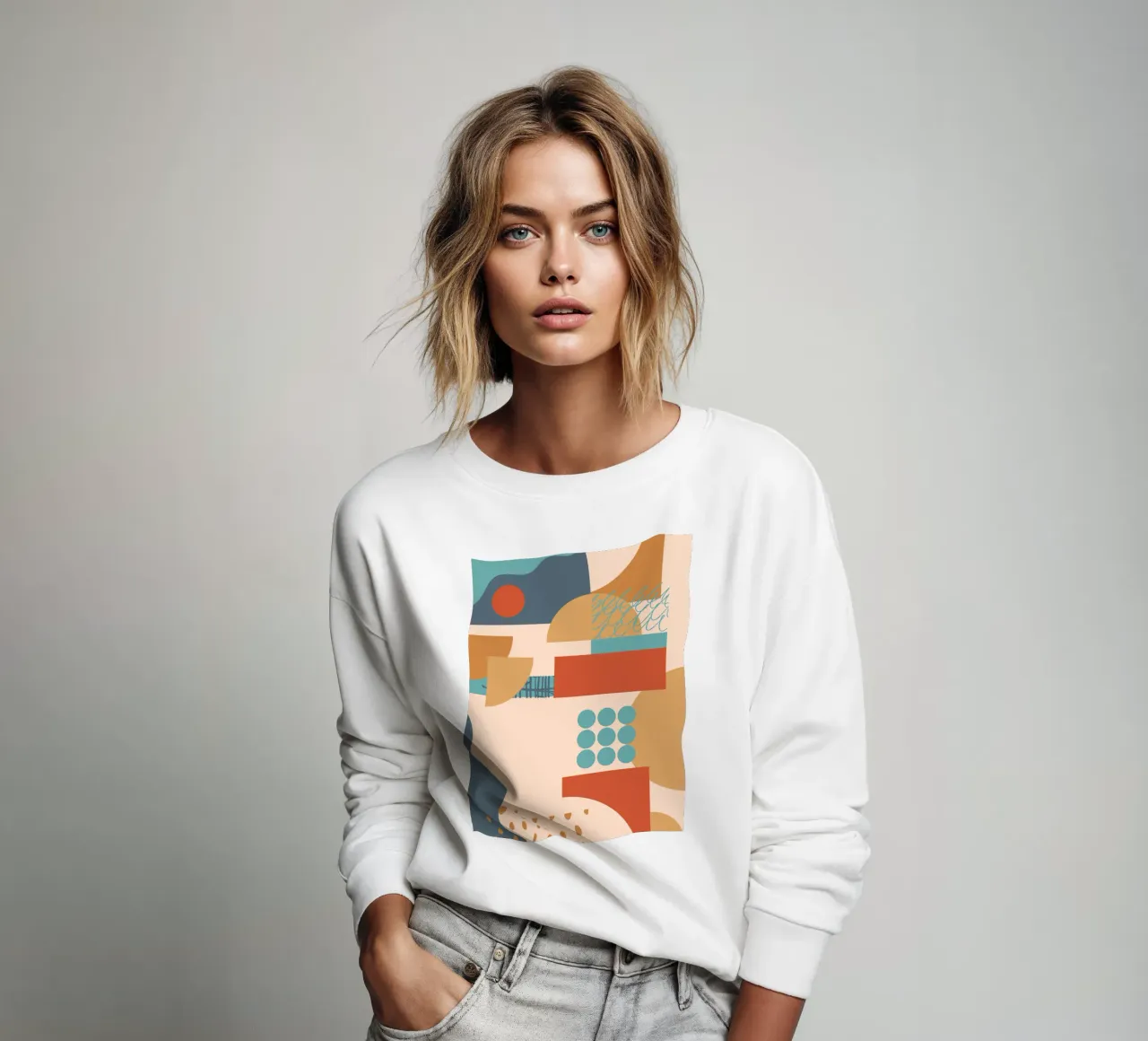 Chaud géométrique du milieu du siècle sweat de Kim Hubball Studio