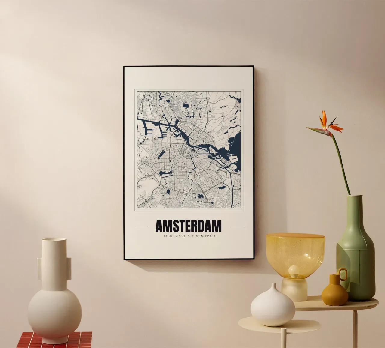 Minimalistische plattegrond van Amsterdam - Eigentijds Stedelijk Ontwerp acryl van Ben & Clo creations
