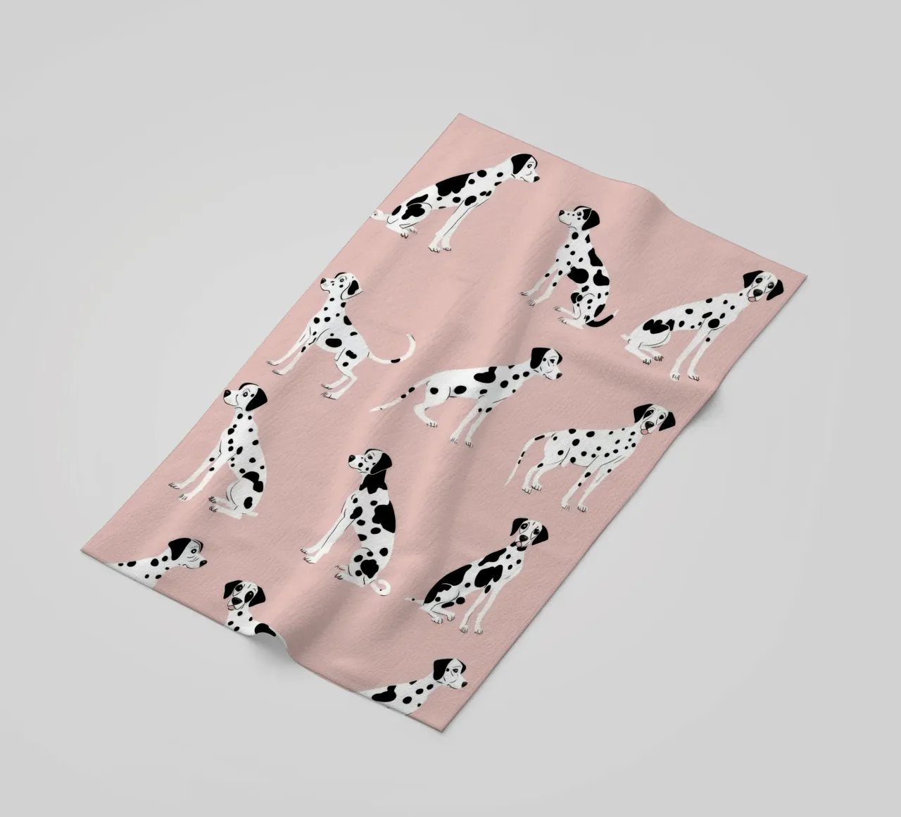 Simpatica stampa dalmata rosa per la cameretta o la stanza dei giochi dei bambini telo mare da Little Lola