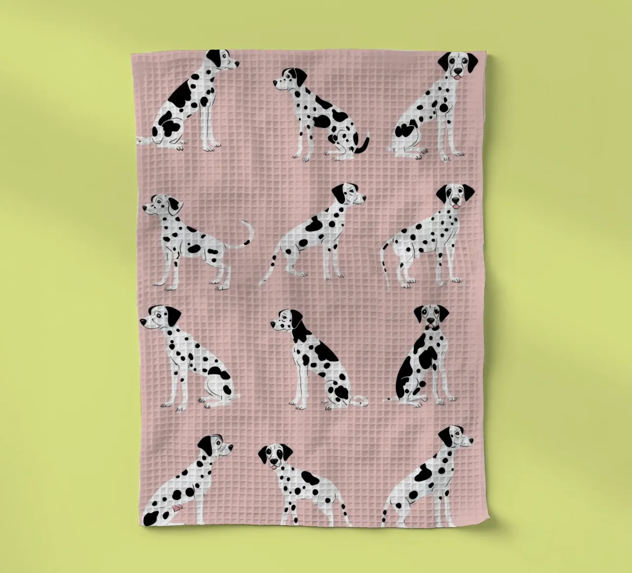Simpatica stampa dalmata rosa per la cameretta o la stanza dei giochi dei bambini canovaccio da cucina da Little Lola
