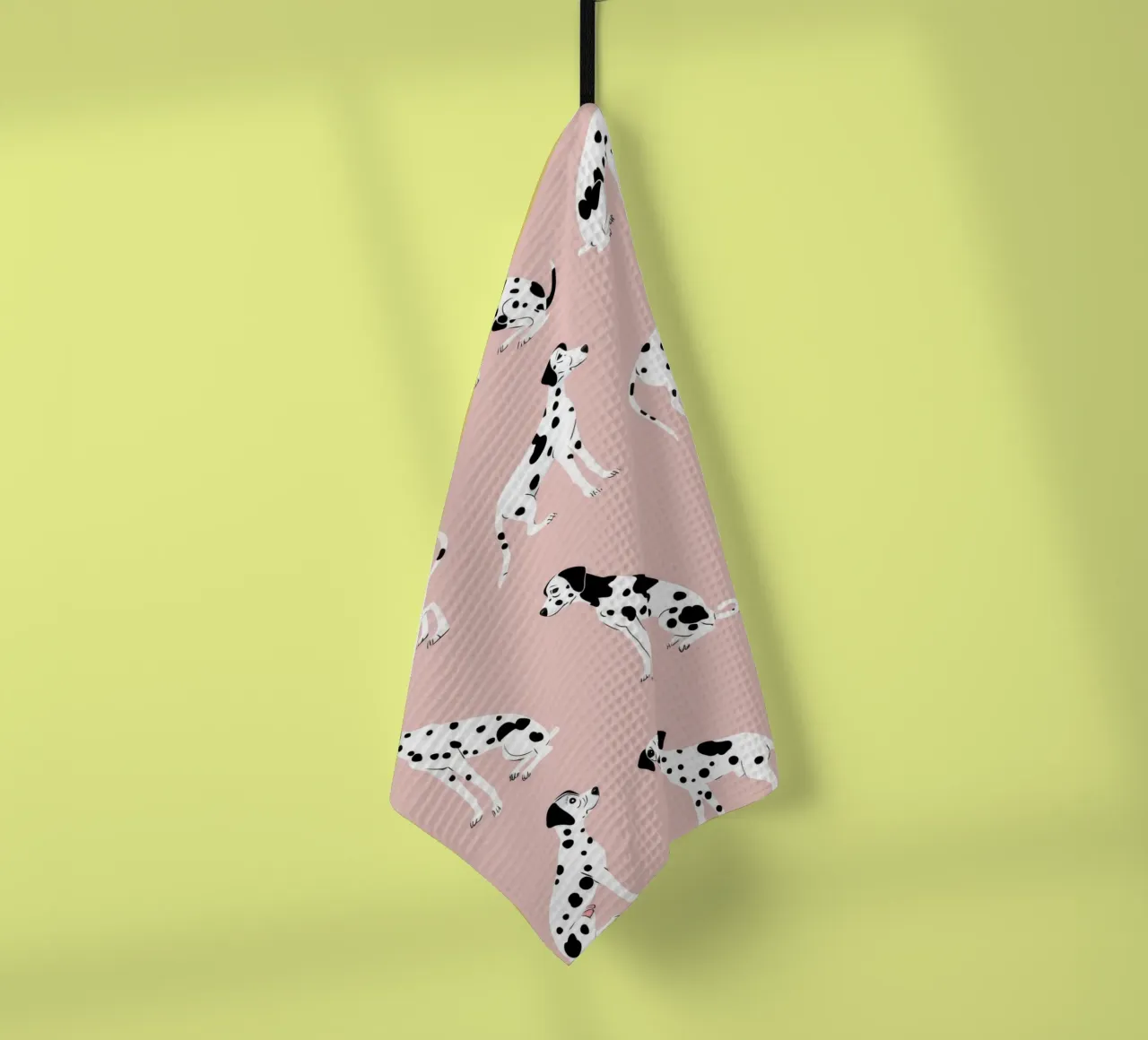 Simpatica stampa dalmata rosa per la cameretta o la stanza dei giochi dei bambini canovaccio da cucina da Little Lola