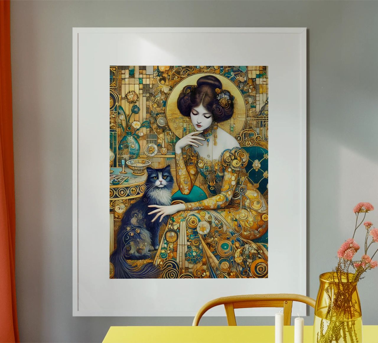 Lady with cat poster by Art-Nouveau-Dsg