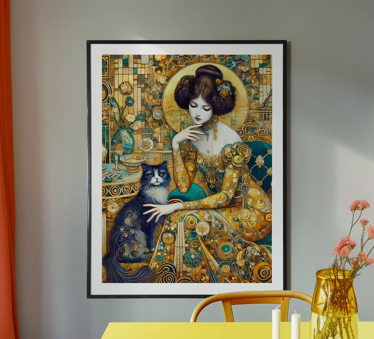 Lady with cat poster by Art-Nouveau-Dsg