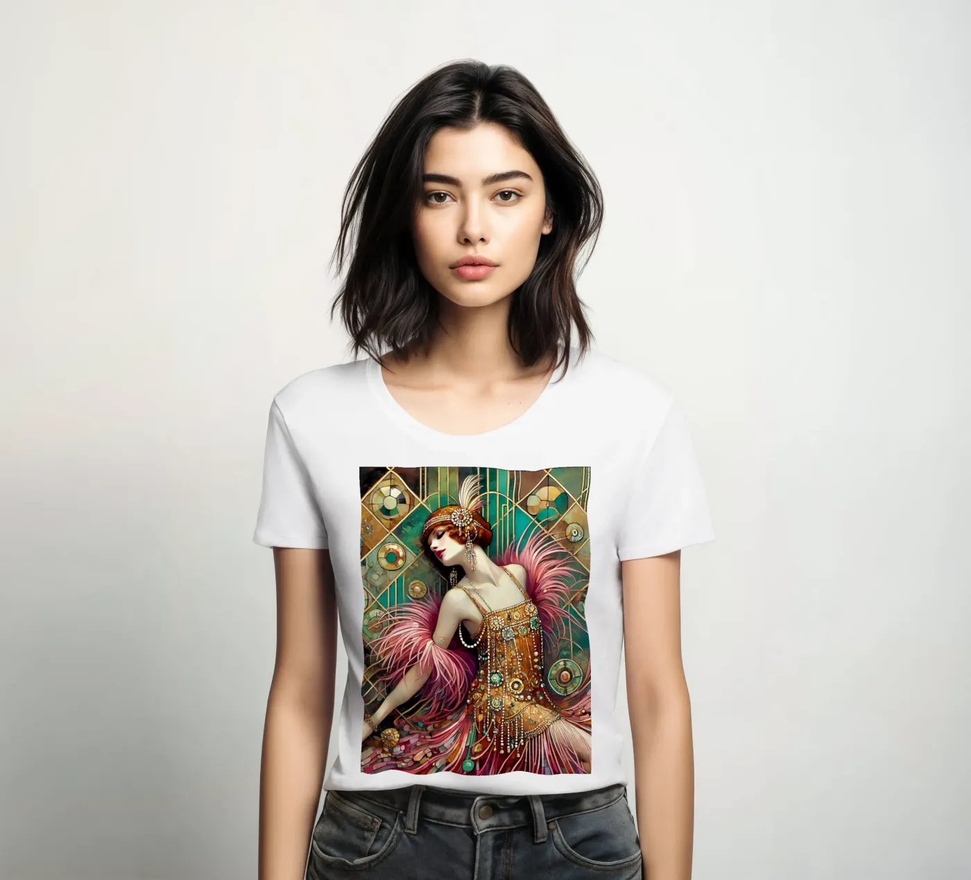 Flapper Dancer t-shirt da donna da Art-Nouveau-Dsg