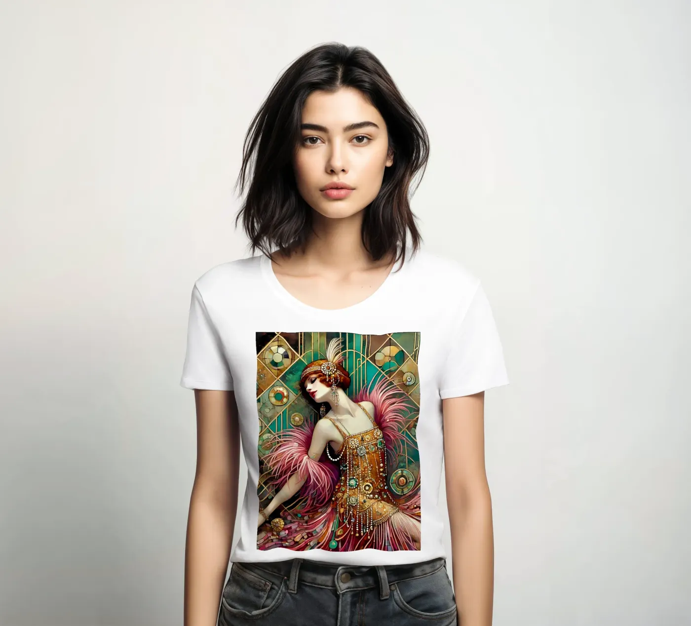 Flapper Dancer t-shirt da donna da Art-Nouveau-Dsg