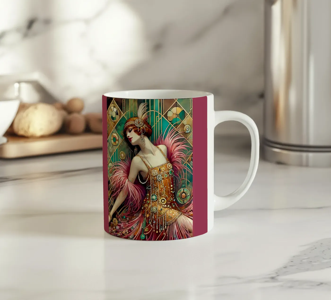 Flapper Dancer ceramic mug by Art-Nouveau-Dsg