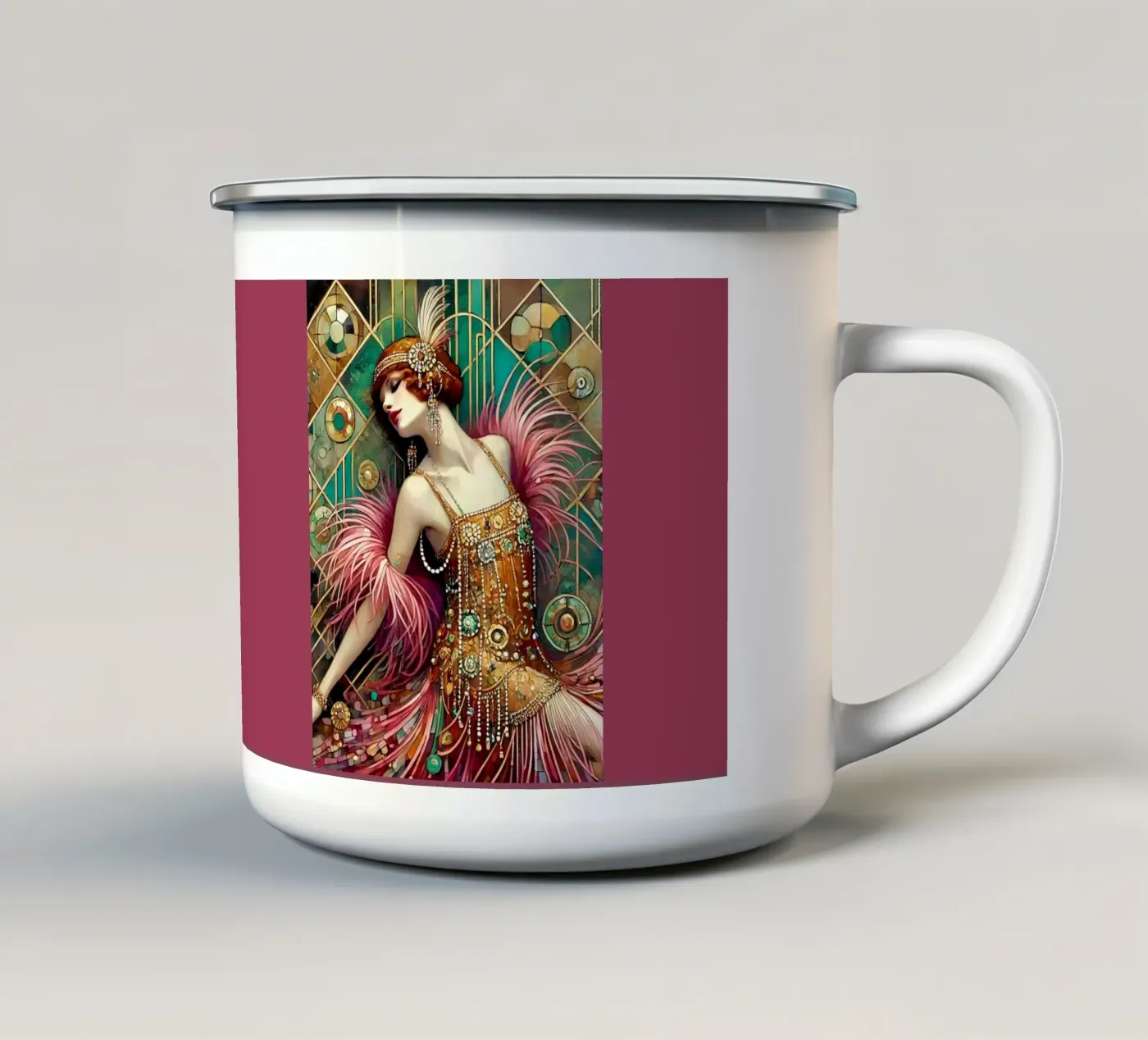 Flapper Dancer enamel mug by Art-Nouveau-Dsg