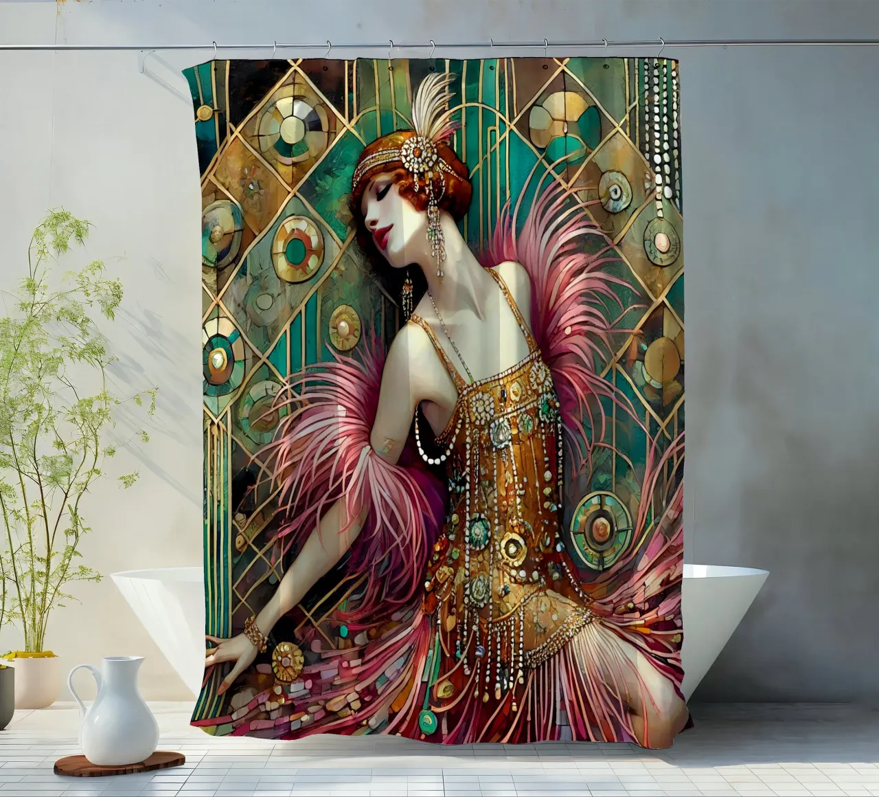 Flapper Dancer tenda da doccia da Art-Nouveau-Dsg
