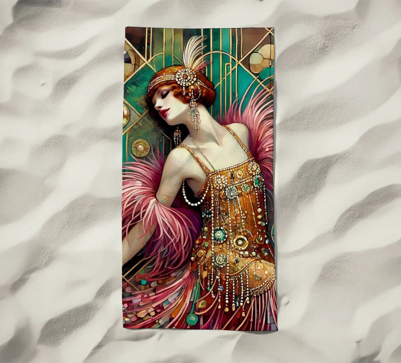 Flapper Dancer serviette de plage de Art-Nouveau-Dsg