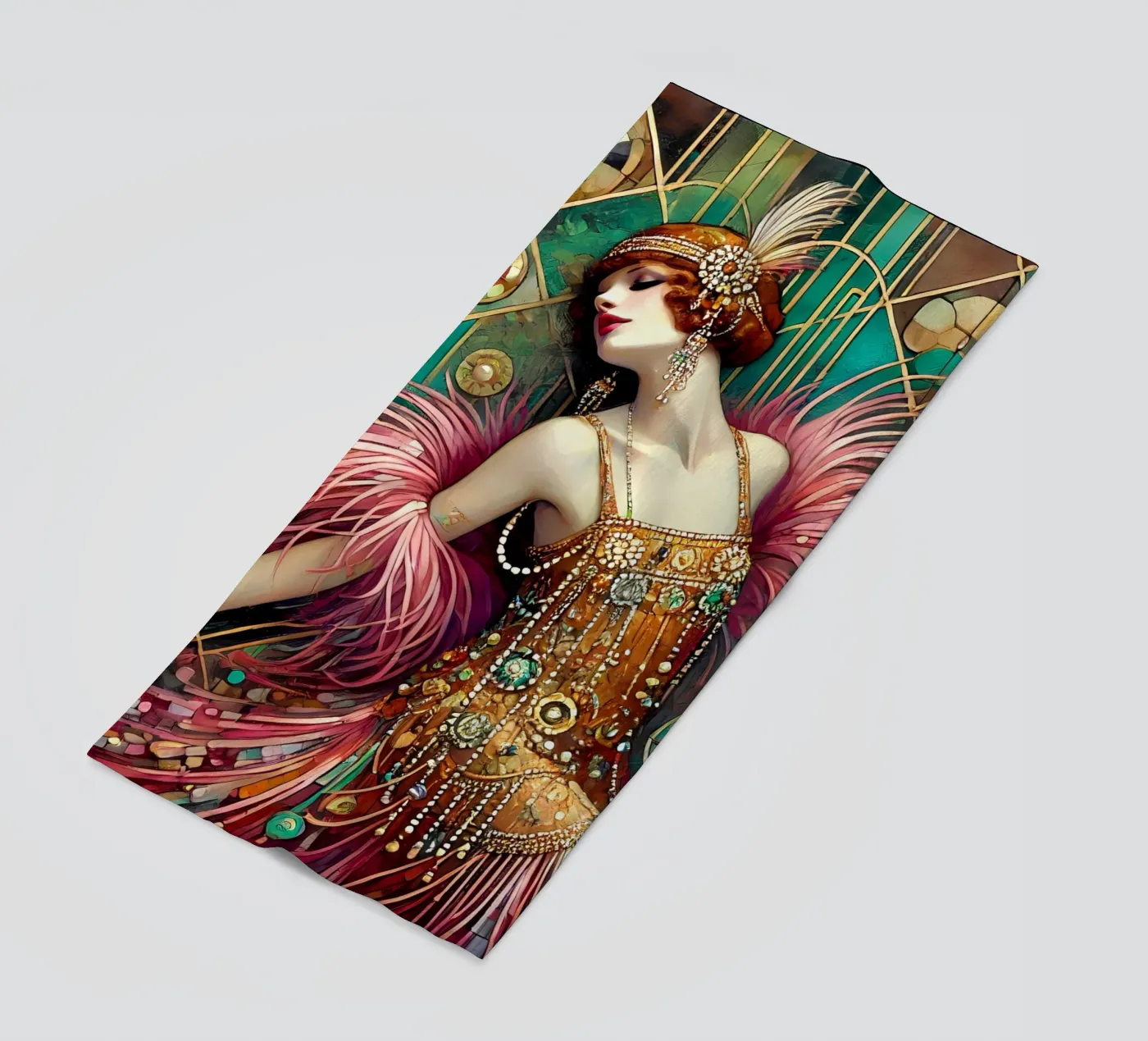 Flapper Dancer Strandtuch von Art-Nouveau-Dsg