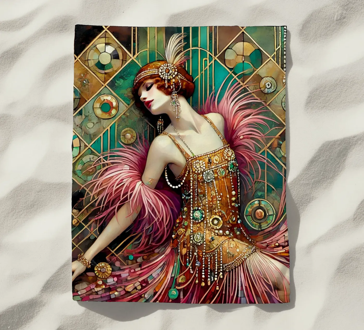 Flapper Dancer Strandtuch von Art-Nouveau-Dsg