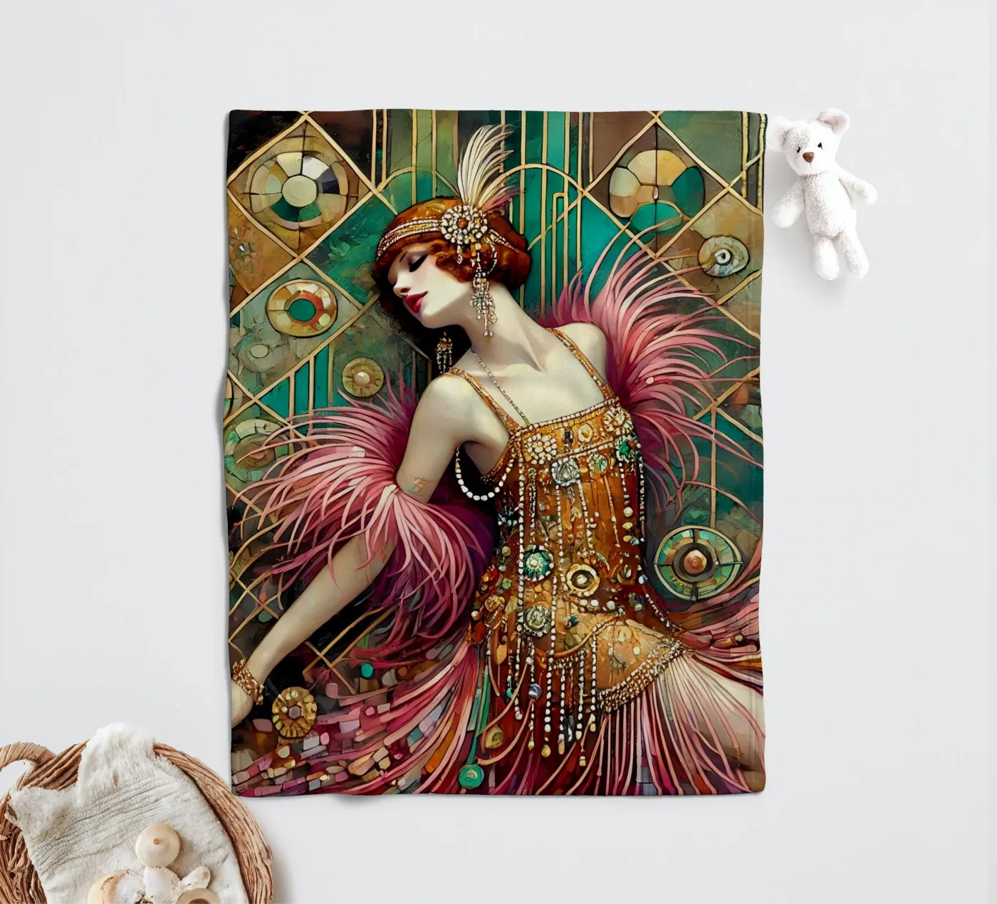 Flapper Dancer Fleecedecke von Art-Nouveau-Dsg
