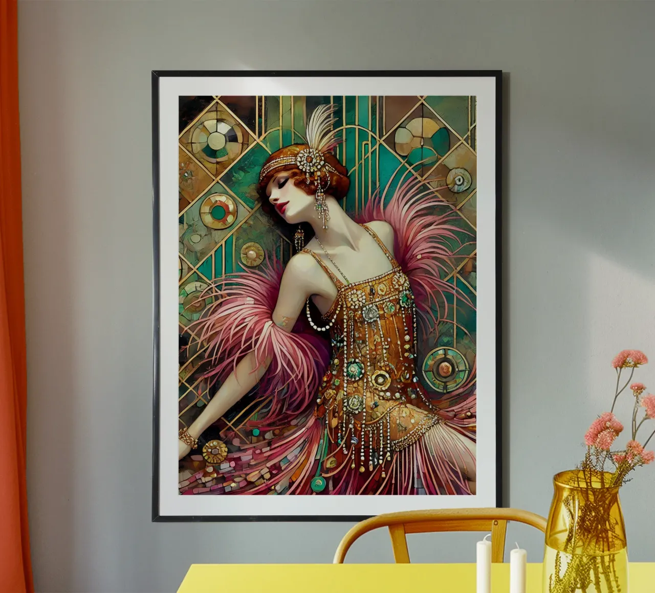 Flapper Dancer carta hahnemühle da Art-Nouveau-Dsg