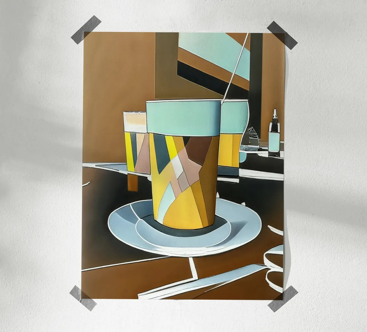 Latte Macchiato poster con telaio in legno da Abstract Art by LK