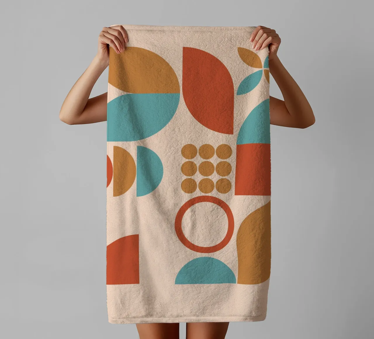 Geometric Pattern Mid Century towel by Kim Hubball Studio