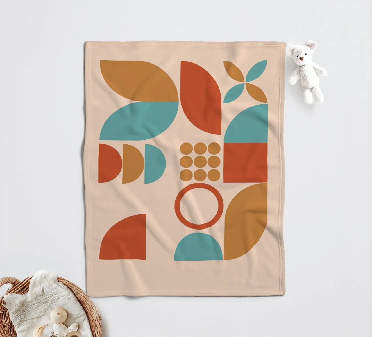 Geometric Pattern Mid Century fleece blanket by Kim Hubball Studio