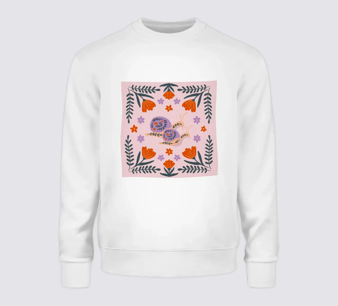 Lumache e fiori - viola e arancione felpa da Wackapacka