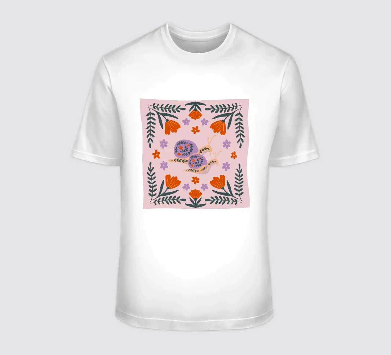 Lumache e fiori - viola e arancione t-shirt da Wackapacka