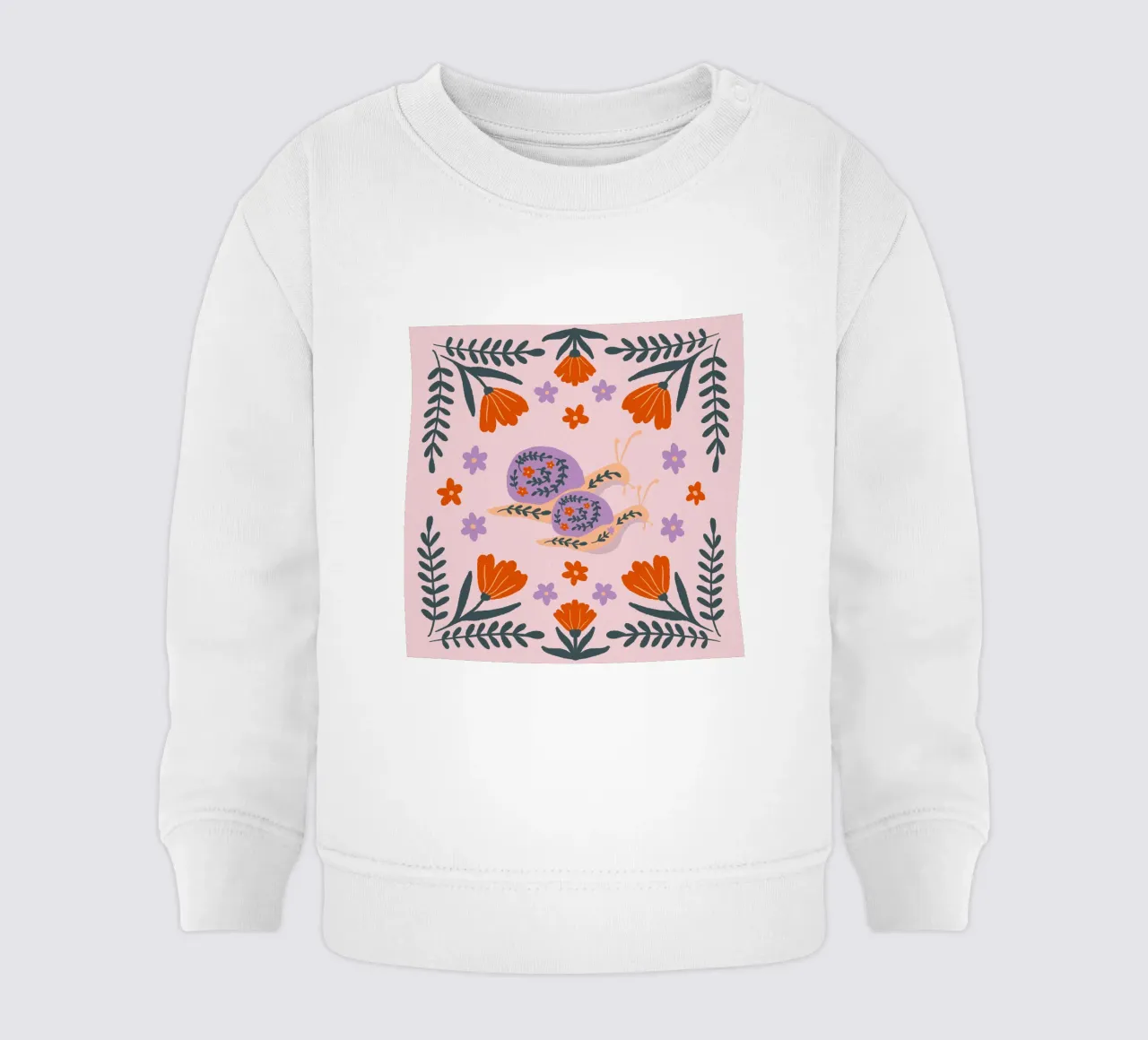 Lumache e fiori - viola e arancione felpa neonato da Wackapacka