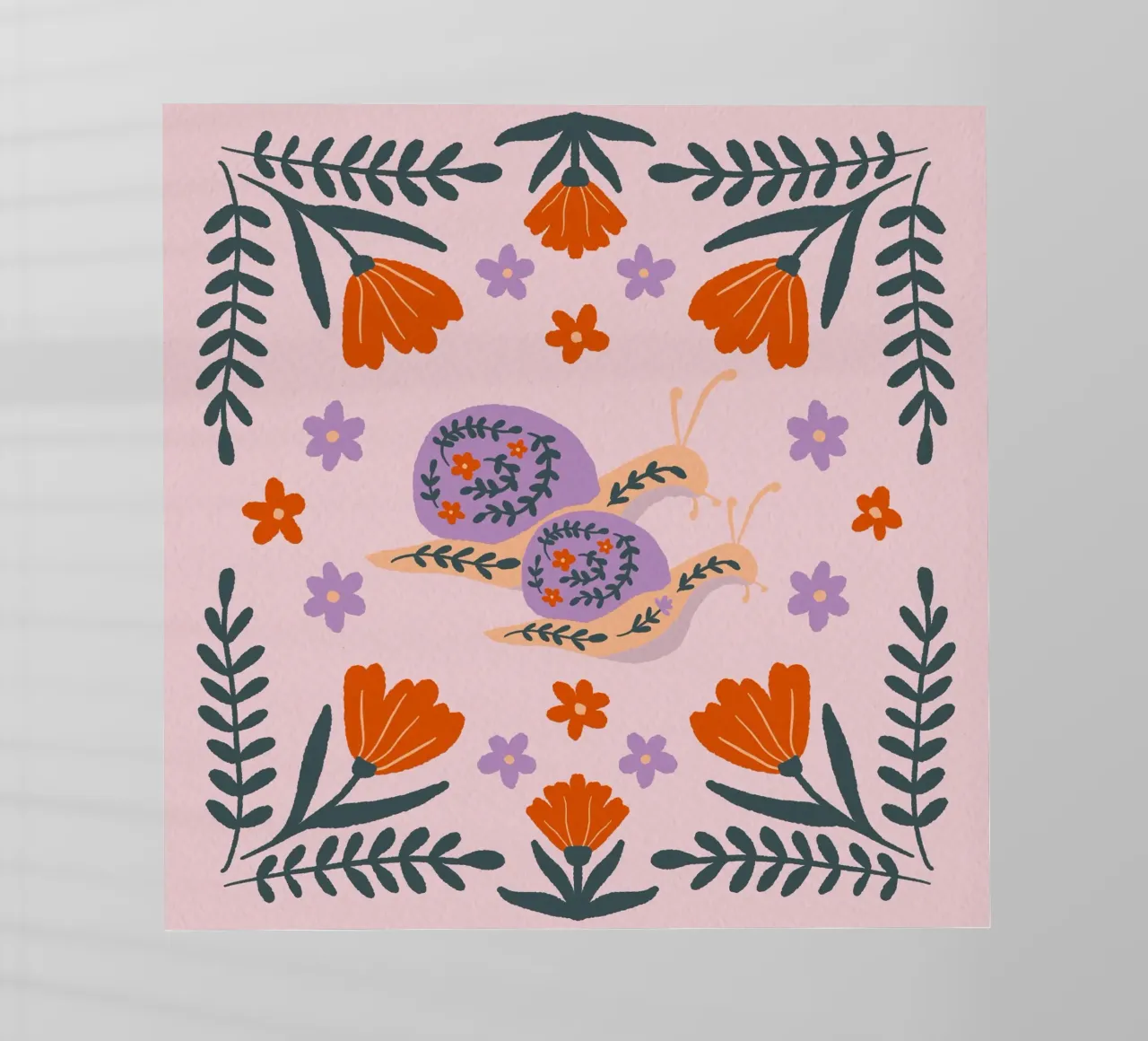 Lumache e fiori - viola e arancione pellicola backlit da Wackapacka