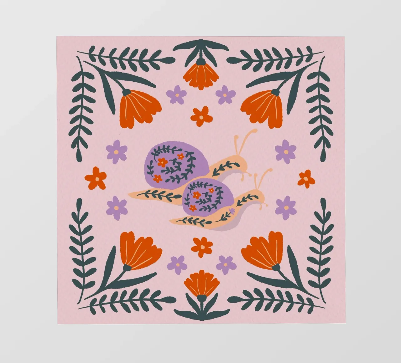 Lumache e fiori - viola e arancione pellicola backlit da Wackapacka