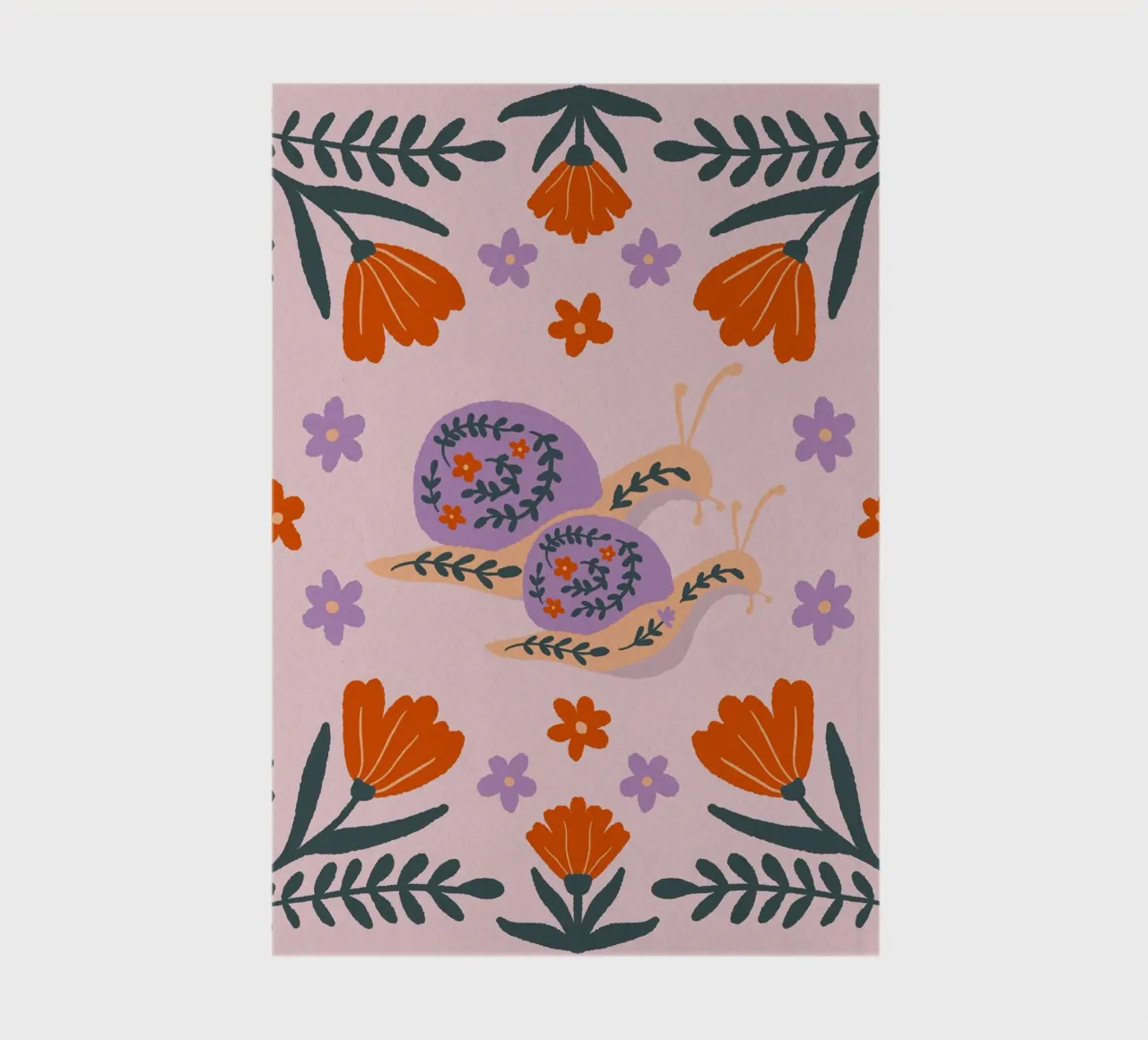 Lumache e fiori - viola e arancione diario da Wackapacka