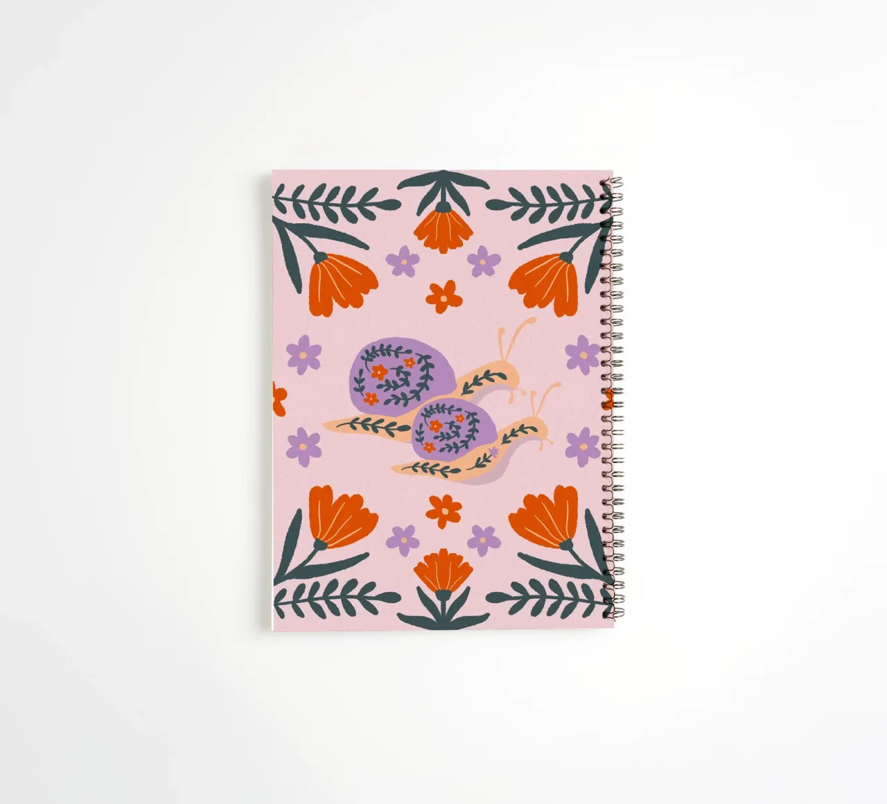 Lumache e fiori - viola e arancione diario ad anelli da Wackapacka