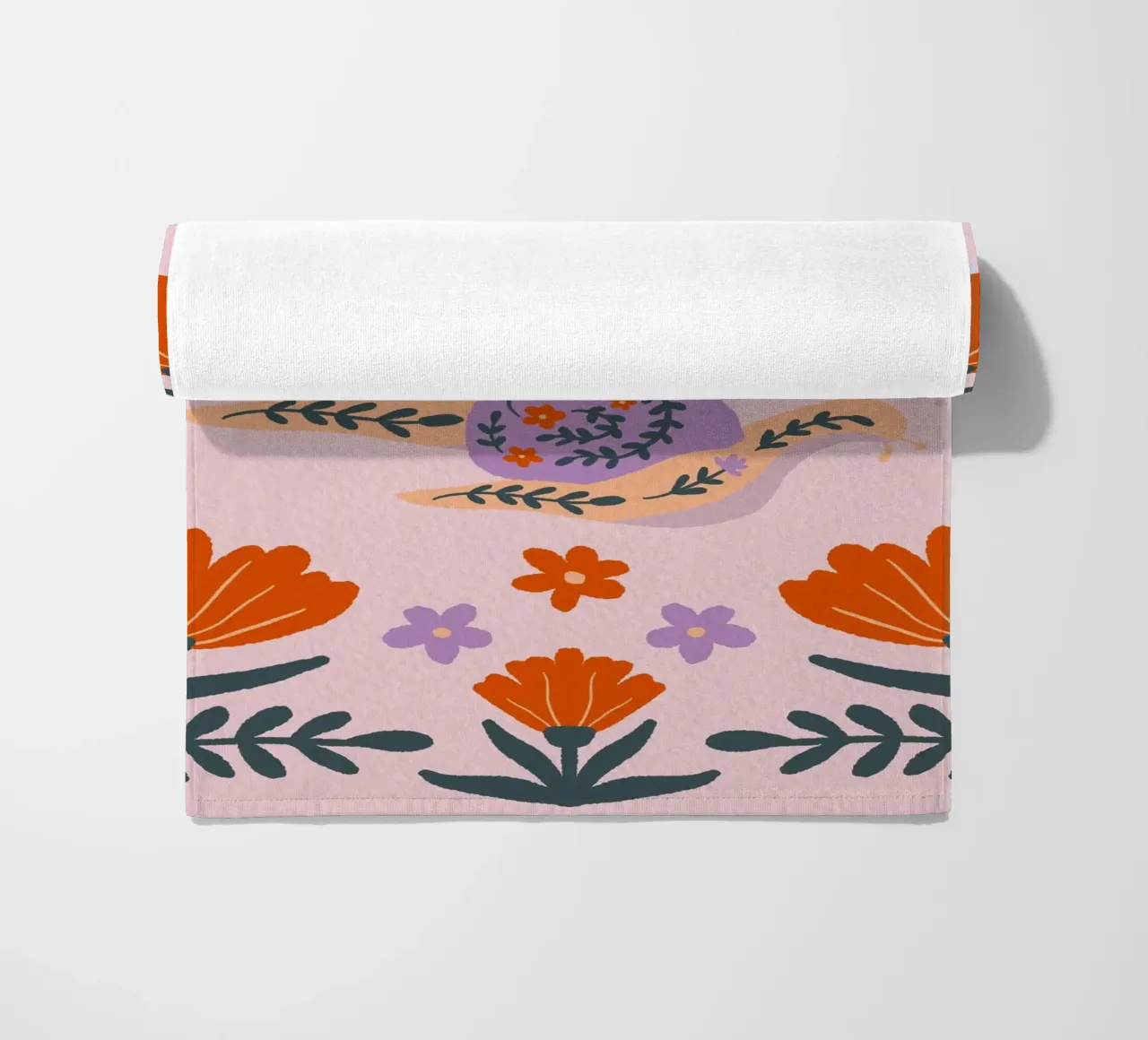 Lumache e fiori - viola e arancione telo mare da Wackapacka